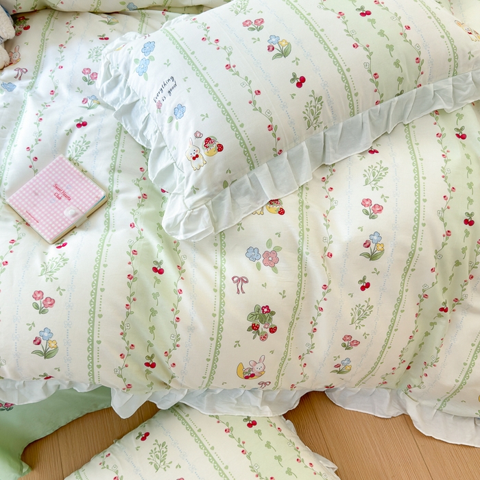 91家纺网 家纺一手货源 找家纺 （总）清雅福 2024新款喷气全棉13372韩版花边款单枕套