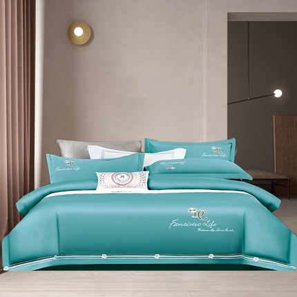 91家纺网 家纺一手货源 找家纺 （总）浩情国际 2026四季款斜纹木棉绣花卡斯蒂尔系列四件套