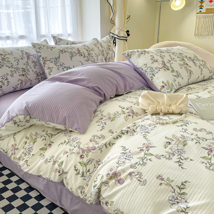 91家纺网 家纺一手货源 找家纺 仟网汇 2024新款云朵泡芙棉四件套 欧风花影