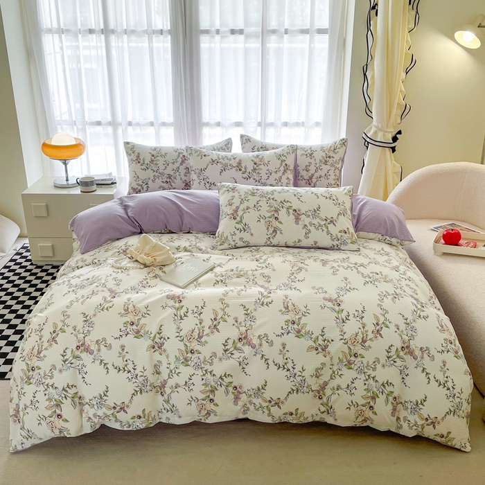 91家纺网 家纺一手货源 找家纺 仟网汇 2024新款云朵泡芙棉四件套 欧风花影