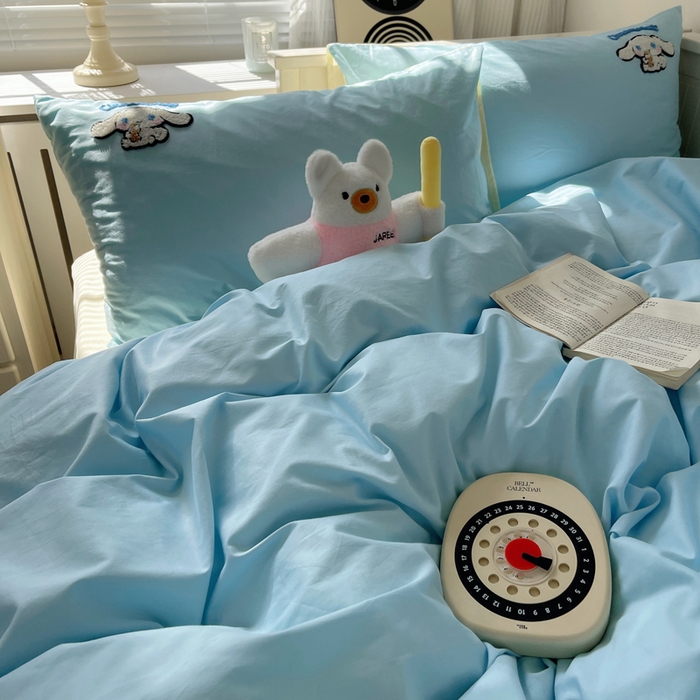 91家纺网 家纺一手货源 找家纺 金爱家 2024新款卡通纯棉毛巾绣四件套 毛巾绣-开心玉桂狗