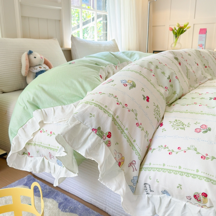 91家纺网 家纺一手货源 找家纺 （总）清雅福 2024新款喷气全棉13372韩版花边款单枕套