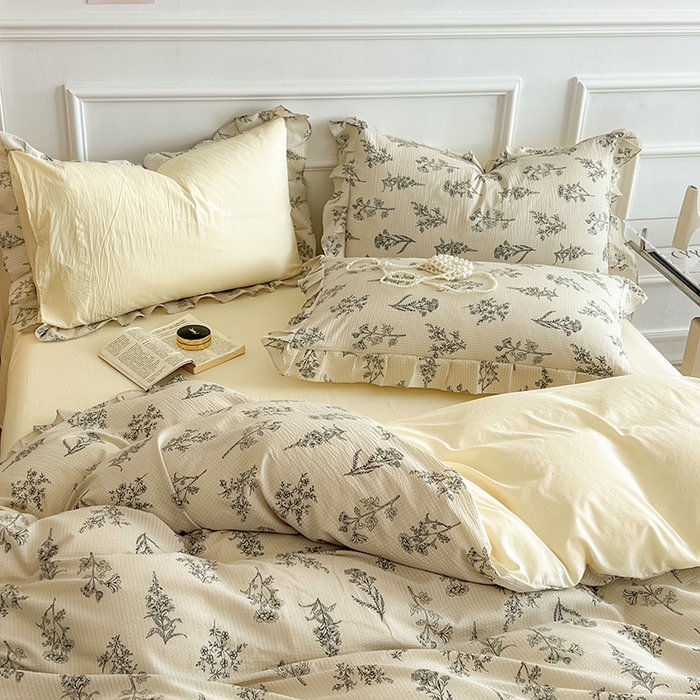 91家纺网 家纺一手货源 找家纺 （总）希丞家居 2024新款超柔泡泡棉水洗棉花边四件套