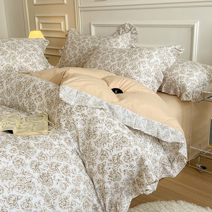 91家纺网 家纺一手货源 找家纺 （总）希丞家居 2024新款超柔泡泡棉水洗棉花边四件套