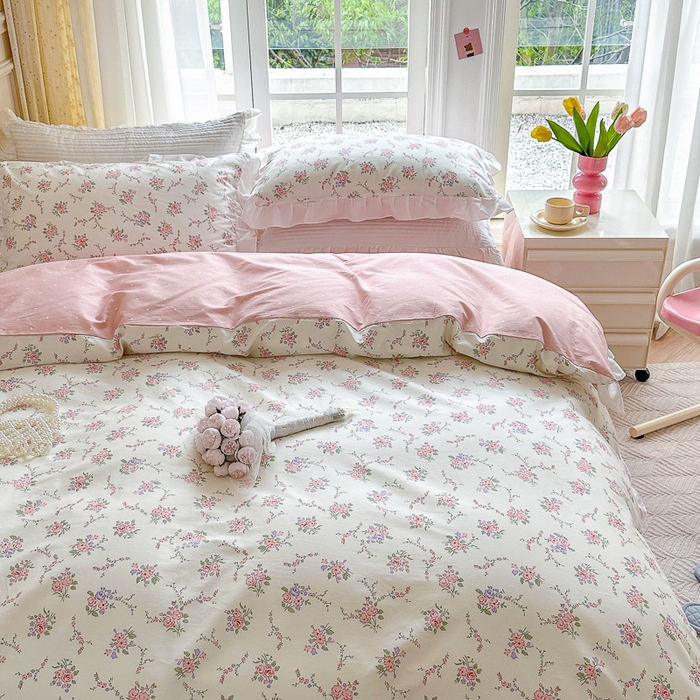 91家纺网 家纺一手货源 找家纺 清雅福 2024新款喷气全棉13372韩版花边款单枕套 柔香