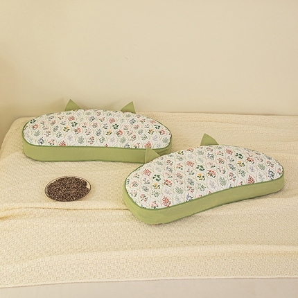 91家纺网 家纺一手货源 找家纺 （总）贵夫人 2024新款全棉韩式小猫耳-纯荞麦枕枕头枕芯