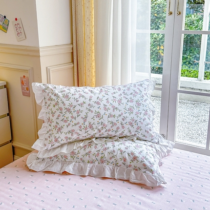 91家纺网 家纺一手货源 找家纺 （总）清雅福 2024新款喷气全棉13372韩版花边款单枕套