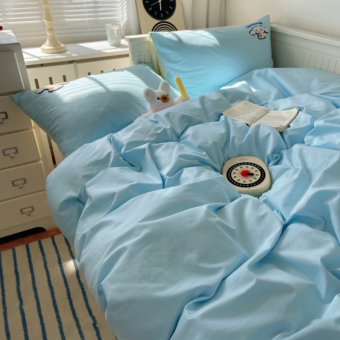 91家纺网 家纺一手货源 找家纺 金爱家 2024新款卡通纯棉毛巾绣四件套 毛巾绣-开心玉桂狗