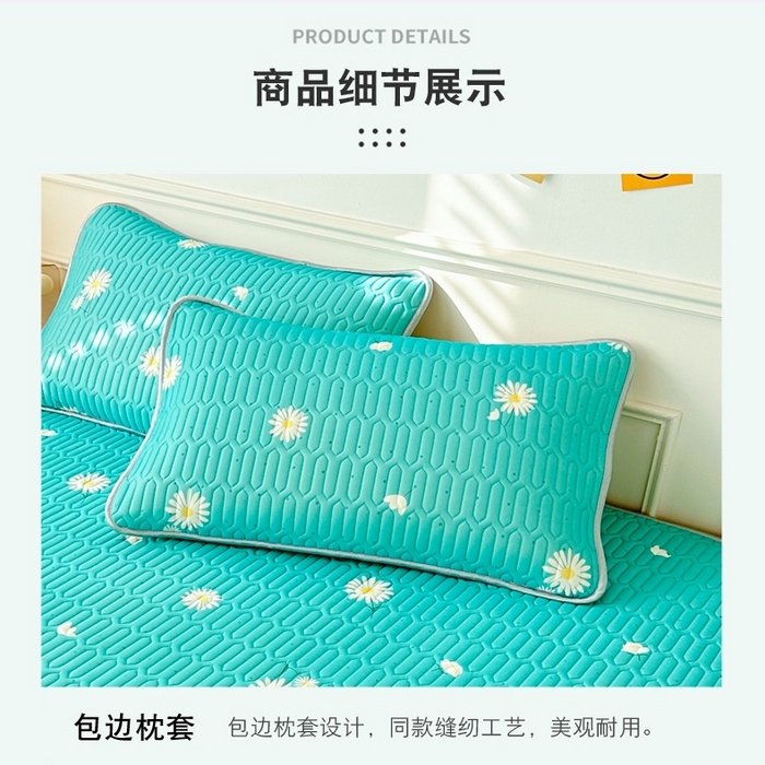 91家纺网 家纺一手货源 找家纺 凌云家纺 2025新款A类凉感丝乳胶枕套 菊花蓝