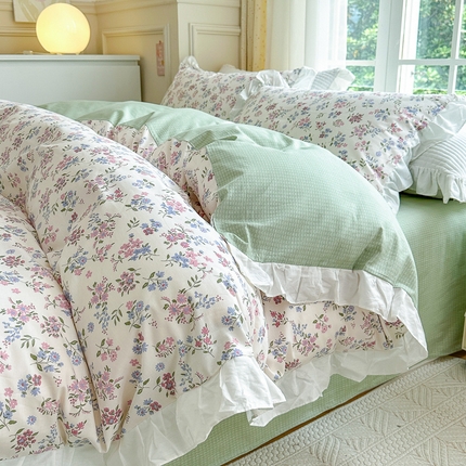 91家纺网 家纺一手货源 找家纺 （总）清雅福 2024新款喷气全棉13372韩版花边款单被套