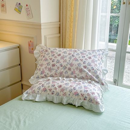 91家纺网 家纺一手货源 找家纺 （总）清雅福 2024新款喷气全棉13372韩版花边款单枕套