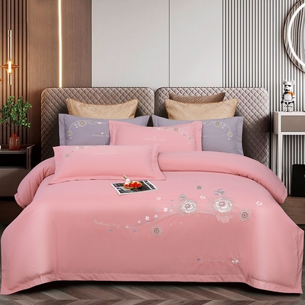 91家纺网 家纺一手货源 找家纺 （总）浩情国际 2026四季款斜纹木棉绣花克拉恋人系列四件套