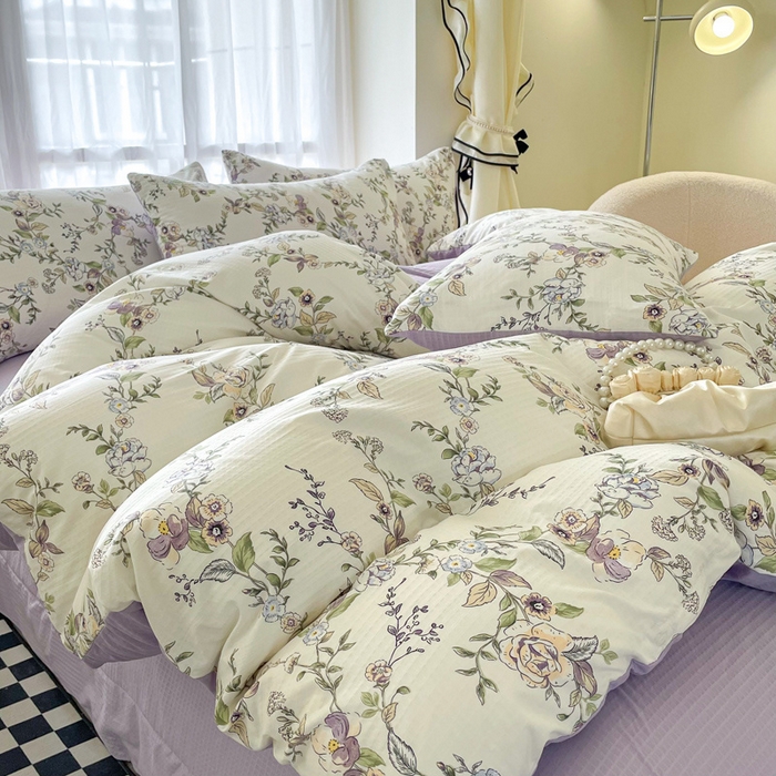 91家纺网 家纺一手货源 找家纺 仟网汇 2024新款云朵泡芙棉四件套 欧风花影