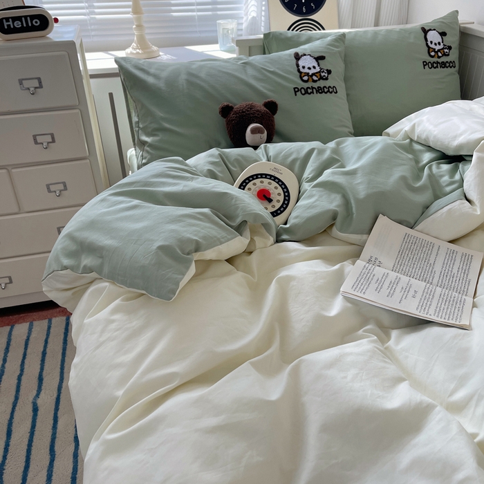 91家纺网 家纺一手货源 找家纺 金爱家 2024新款卡通纯棉毛巾绣四件套 毛巾绣-俏皮帕哈狗