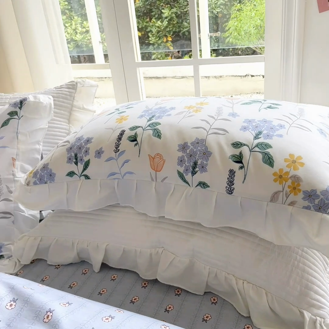 91家纺网 家纺一手货源 找家纺 清雅福 2024新款喷气全棉13372韩版花边款单被套 爱丽丝