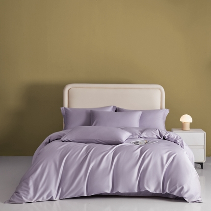 莱阁亿 2025新款60支长绒棉纯色拼色四件套 糖果紫