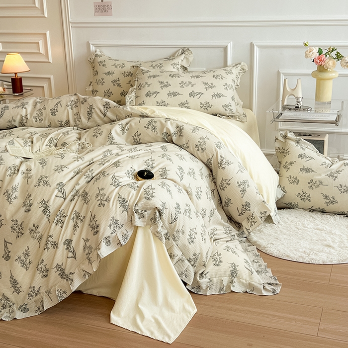 91家纺网 家纺一手货源 找家纺 （总）希丞家居 2024新款超柔泡泡棉水洗棉花边四件套