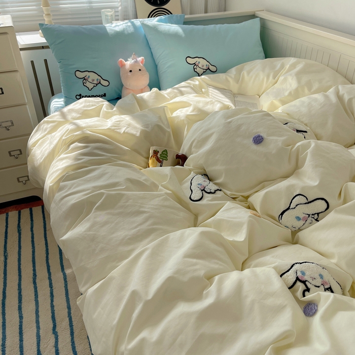 91家纺网 家纺一手货源 找家纺 金爱家 2024新款卡通纯棉毛巾绣四件套 毛巾绣-点点玉桂狗