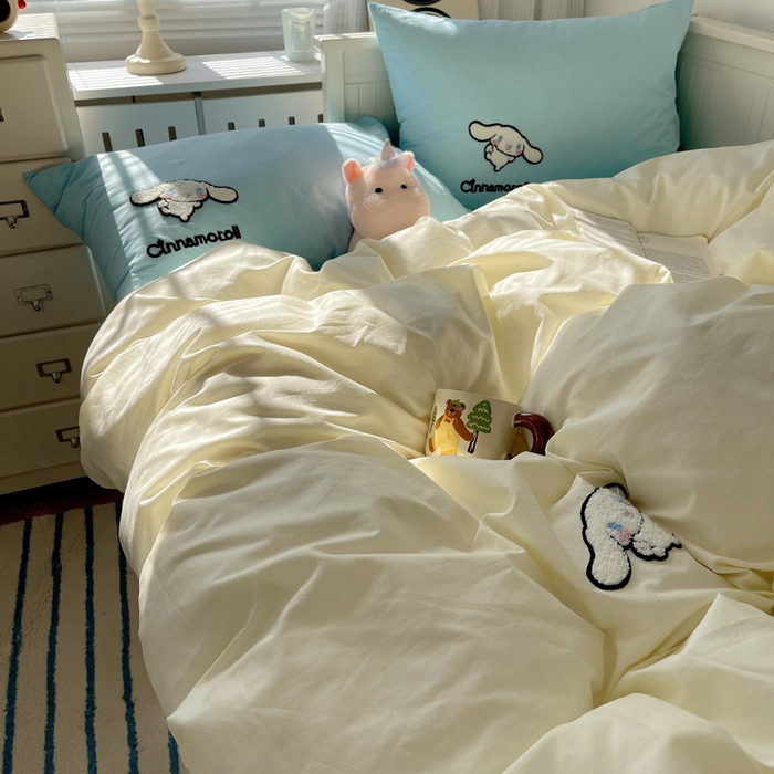 91家纺网 家纺一手货源 找家纺 金爱家 2024新款卡通纯棉毛巾绣四件套 毛巾绣-点点玉桂狗