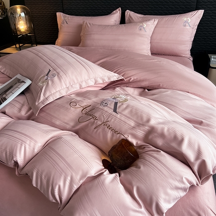 91家纺网 家纺一手货源 找家纺 （总）韩秀家纺 新13372纯棉四件套刺绣贡缎提花全棉四件套床笠刺绣花加厚磨毛喷气天丝长绒棉1.8米1.5-遇见