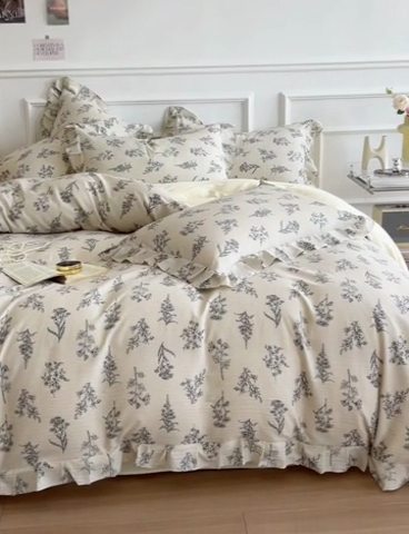 91家纺网 家纺一手货源 找家纺 （总）希丞家居 2024新款超柔泡泡棉水洗棉花边四件套