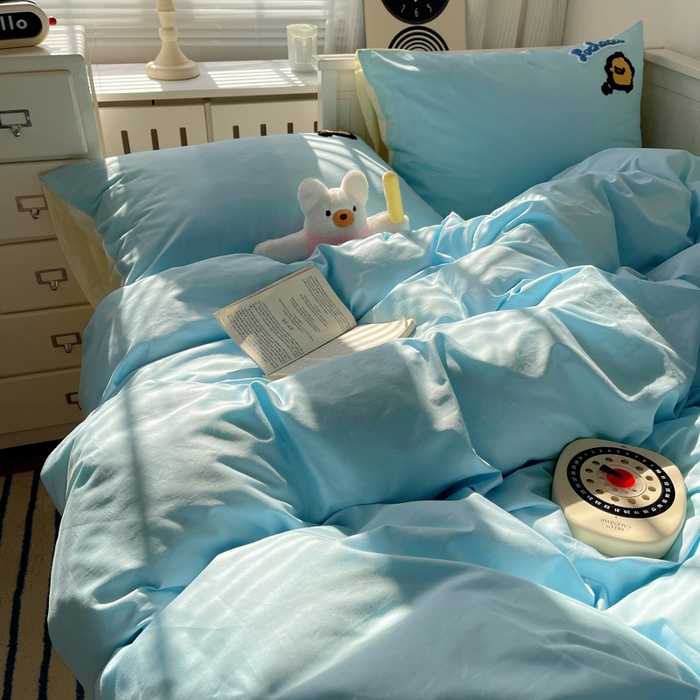 91家纺网 家纺一手货源 找家纺 金爱家 2024新款卡通纯棉毛巾绣四件套 毛巾绣-蓝蓝帕哈狗