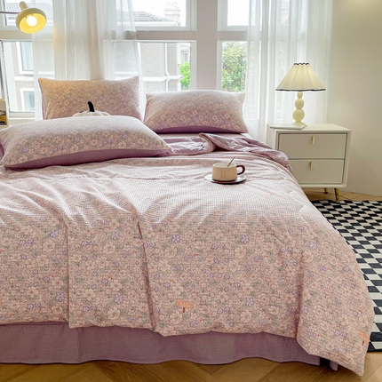 91家纺网 家纺一手货源 找家纺 （总）一比一家纺 2025新款云感泡芙格夏被四件套