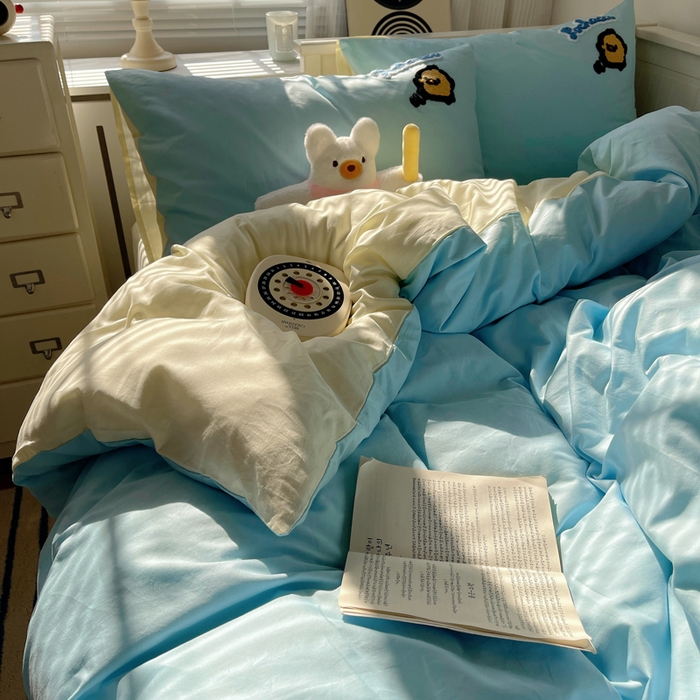 91家纺网 家纺一手货源 找家纺 金爱家 2024新款卡通纯棉毛巾绣四件套 毛巾绣-蓝蓝帕哈狗