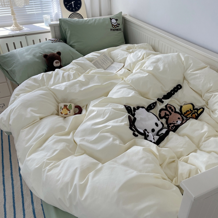 91家纺网 家纺一手货源 找家纺 金爱家 2024新款卡通纯棉毛巾绣四件套 毛巾绣-俏皮帕哈狗