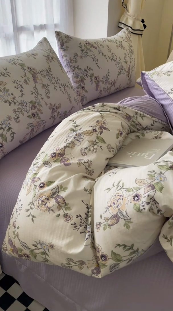 91家纺网 家纺一手货源 找家纺 仟网汇 2024新款云朵泡芙棉四件套 欧风花影