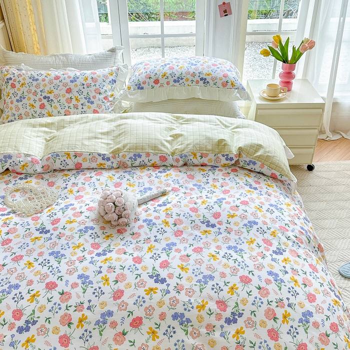 91家纺网 家纺一手货源 找家纺 清雅福 2024新款喷气全棉13372韩版花边款单被套 初遇