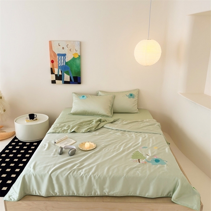 西西家居 2024新款兰精天丝夏被 绿色小象