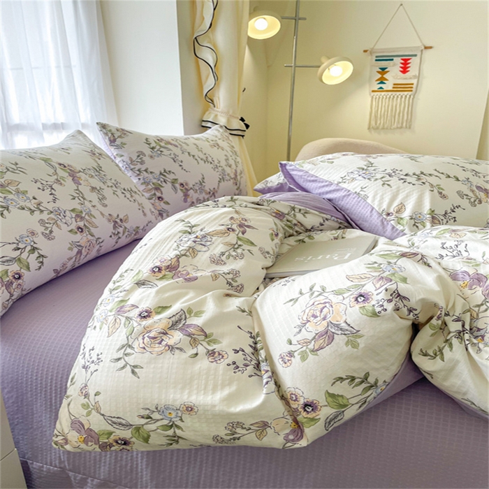 91家纺网 家纺一手货源 找家纺 仟网汇 2024新款云朵泡芙棉四件套 欧风花影