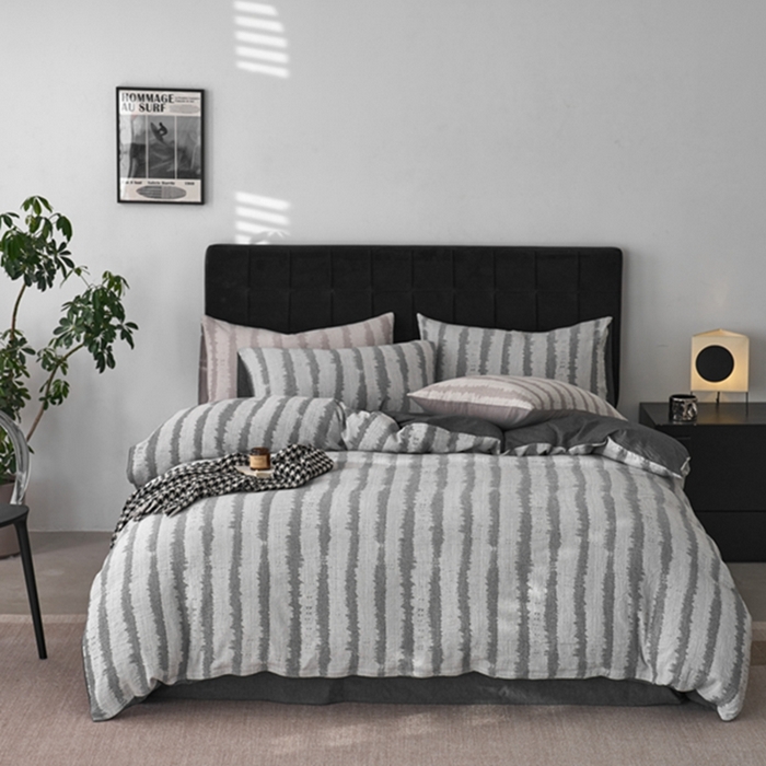 91家纺网 家纺一手货源 找家纺 安莱生活 2025新款三层纱大提花四件套-艾克拉 艾克拉-深灰