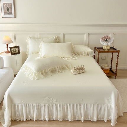 91家纺网 家纺一手货源 找家纺 （总）好儿喜家纺 2024新款伊芙琳凉席床裙三件套