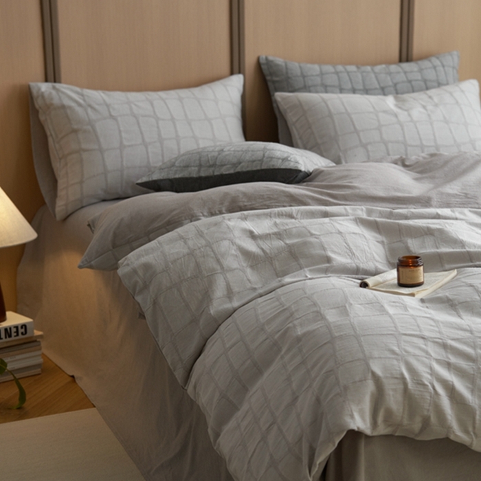 91家纺网 家纺一手货源 找家纺 安莱生活 2025新款色织水洗提花大理石纹四件套 大理石纹-银灰