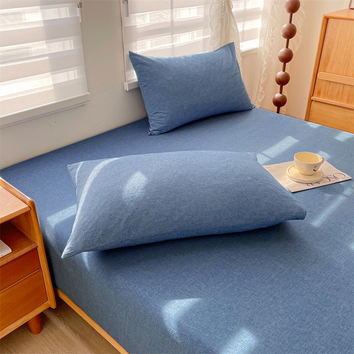 91家纺网 家纺一手货源 找家纺 恋人优选 2024新款纯棉色织水洗枕套 牛仔蓝