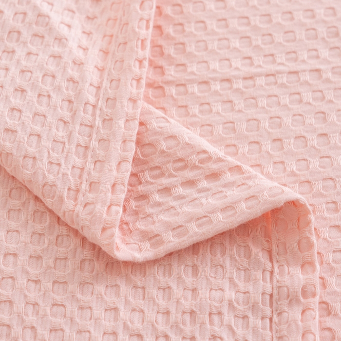 91家纺网 家纺一手货源 找家纺 乐家毛巾被（工厂自产自销） 2024新款全棉华夫格毛巾被 粉色