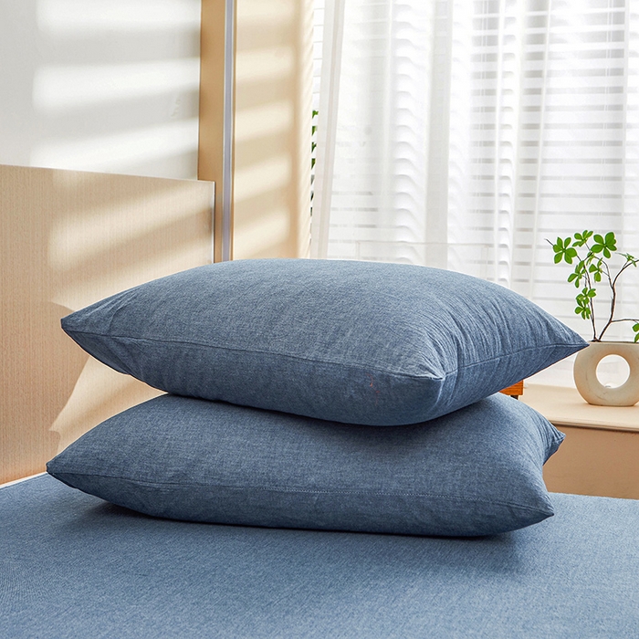 91家纺网 家纺一手货源 找家纺 恋人优选 2024新款纯棉色织水洗枕套 牛仔蓝