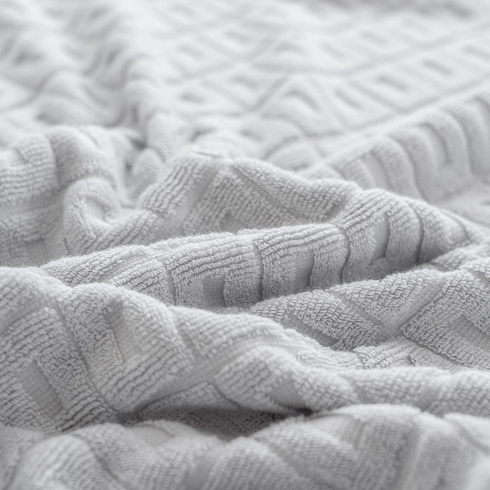 91家纺网 家纺一手货源 找家纺 乐家毛巾被（工厂自产自销） 2024新款简约方块格毛圈 灰色