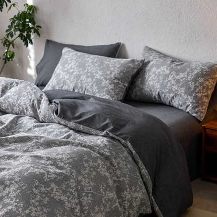 91家纺网 家纺一手货源 找家纺 （总）安莱生活 2025新款三层纱大提花四件套-叶雨朦胧