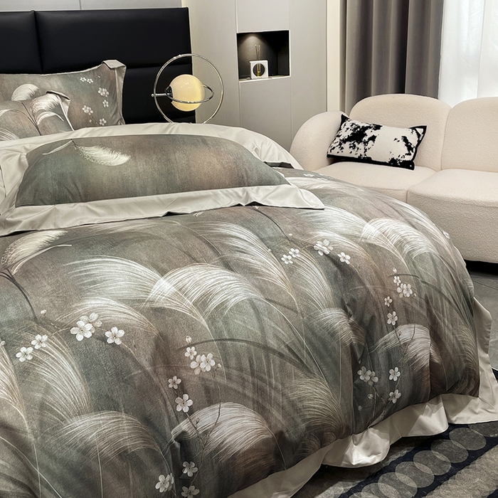 91家纺网 家纺一手货源 找家纺 大渔生活 2025新款舒芯棉高奢数码印花四件套 安羽