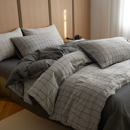 安莱生活 2025新款色织水洗提花大理石纹四件套 大理石纹-深灰