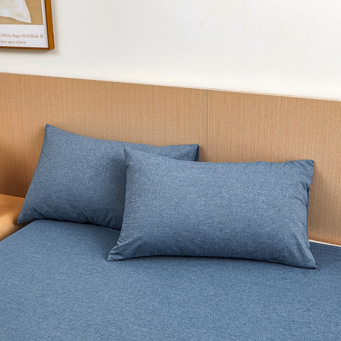 91家纺网 家纺一手货源 找家纺 恋人优选 2024新款纯棉色织水洗枕套 牛仔蓝