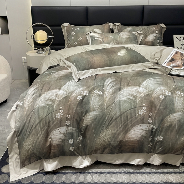 91家纺网 家纺一手货源 找家纺 大渔生活 2025新款舒芯棉高奢数码印花四件套 安羽