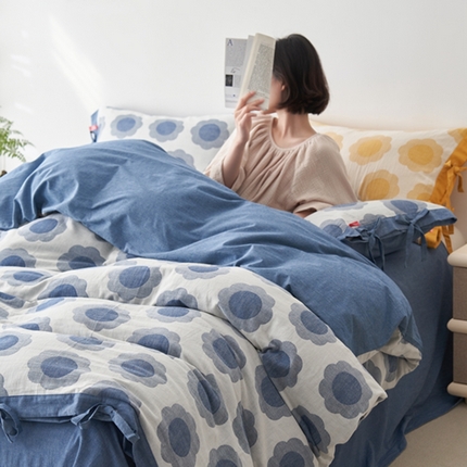 91家纺网 家纺一手货源 找家纺 （总）安莱生活 2024新款双层纱大提花四件套-太阳花系列