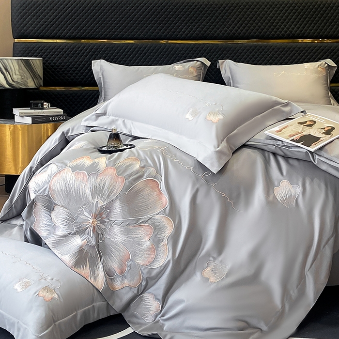 91家纺网 家纺一手货源 找家纺 狂想家 2025新款水洗真丝轻奢款系列四件套 初夏_灰