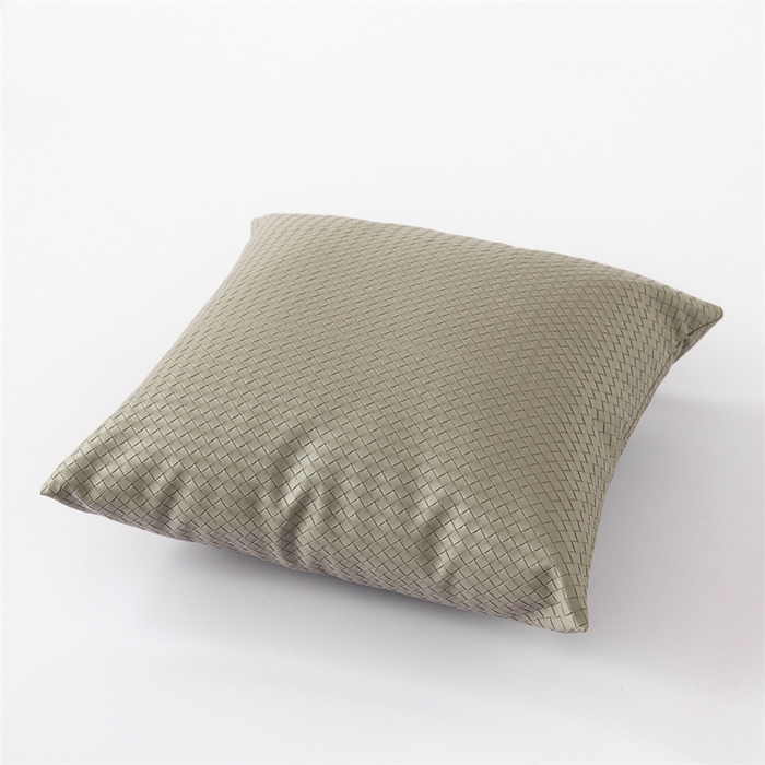 91家纺网 家纺一手货源 找家纺 安莱生活 2024首款编制纹理皮革多功能家用简约创意皮枕 方枕 星灰