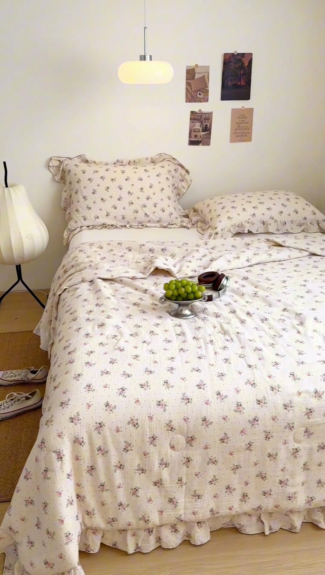 91家纺网 家纺一手货源 找家纺 玛奇朵 2024新款韩式荷叶边全棉双层皱皱纱夏被三件套 莉莉莎