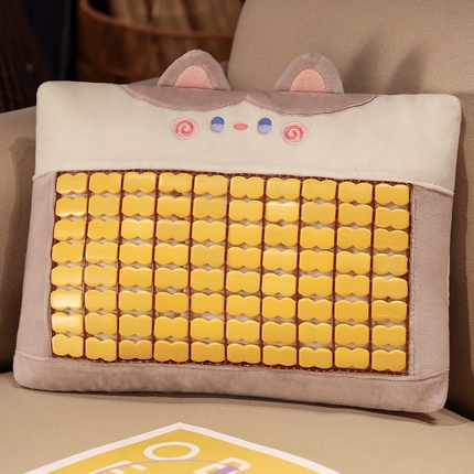 91家纺网 家纺一手货源 找家纺 仟亿莱 2024新款抱抱猫竹席小枕头 奶咖猫竹席小枕